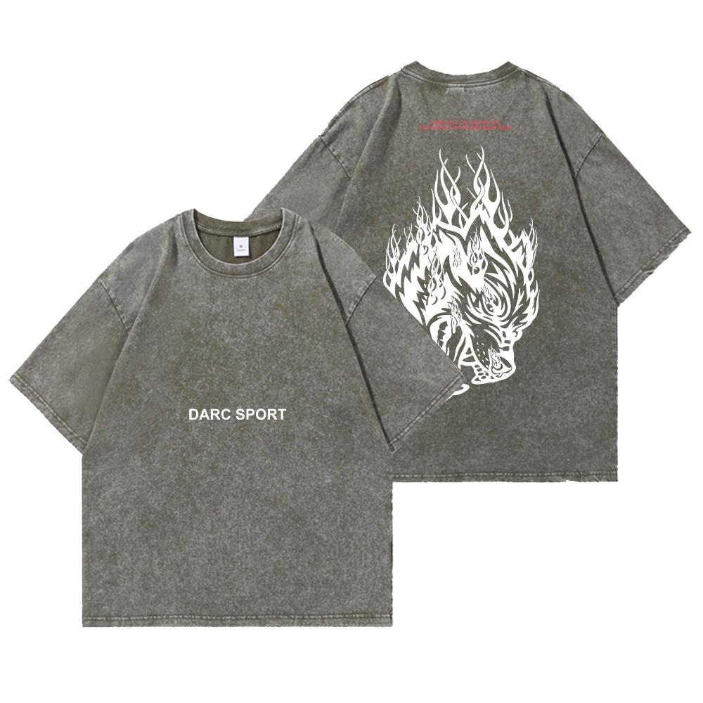Darc Wolves Sport Vintage Washed T-shirty Siłownia Kulturystyka Oversized Mężczyźni Odzież Letnia Fitness TEE Ćwiczenia Darc Sport T-shirty