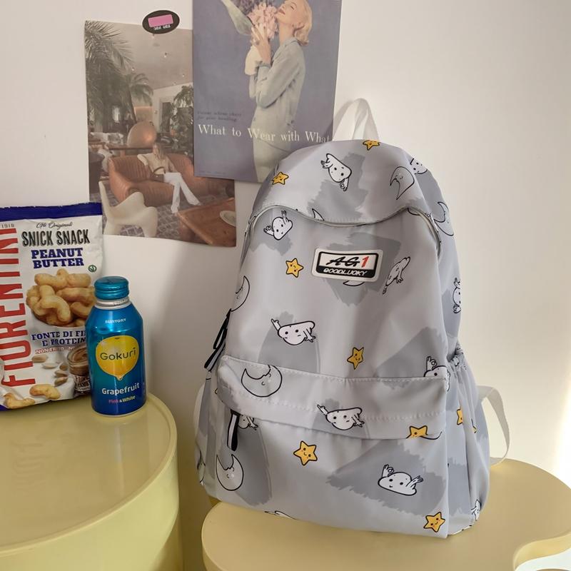 Sports Backpack Printed Student Schoolbag Large Capacity Water-resistant Outdoor Travel Backpack