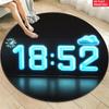 1pc Digital Clock Design Round Rug for Modern Living Room Decor 2D Flat Printed Floor Mat Non-Slip Home Decoration