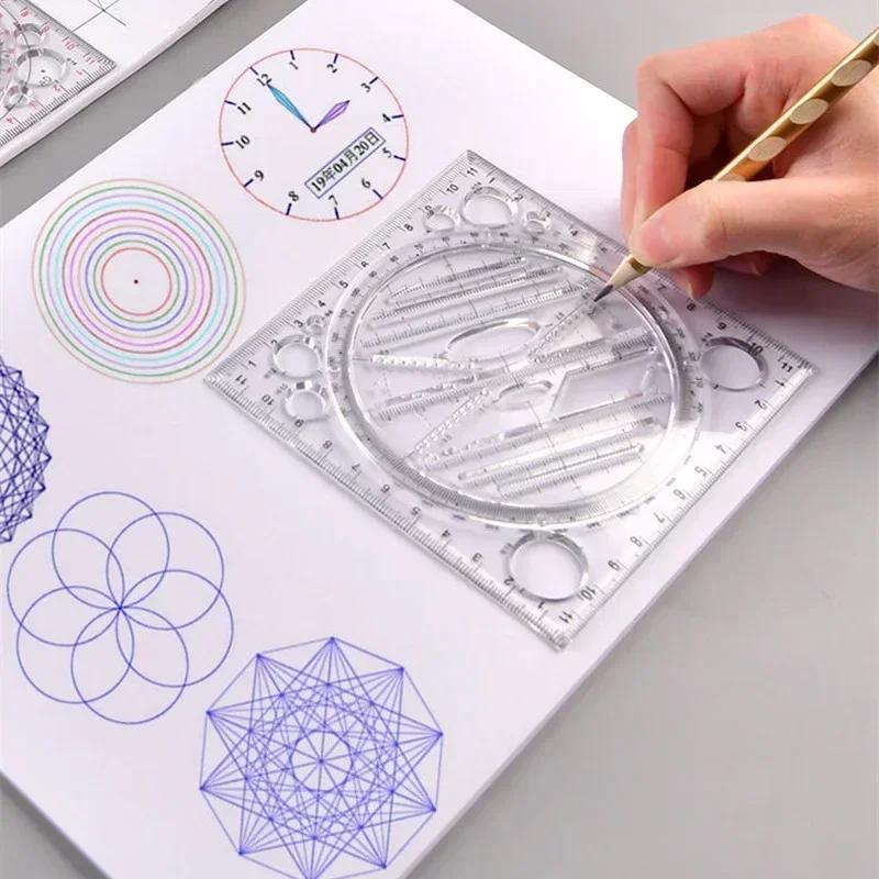 Office School Supplies Construction Architect Tool Ruler Set Solid Geometry Ellipse Drawing Icon Measurement