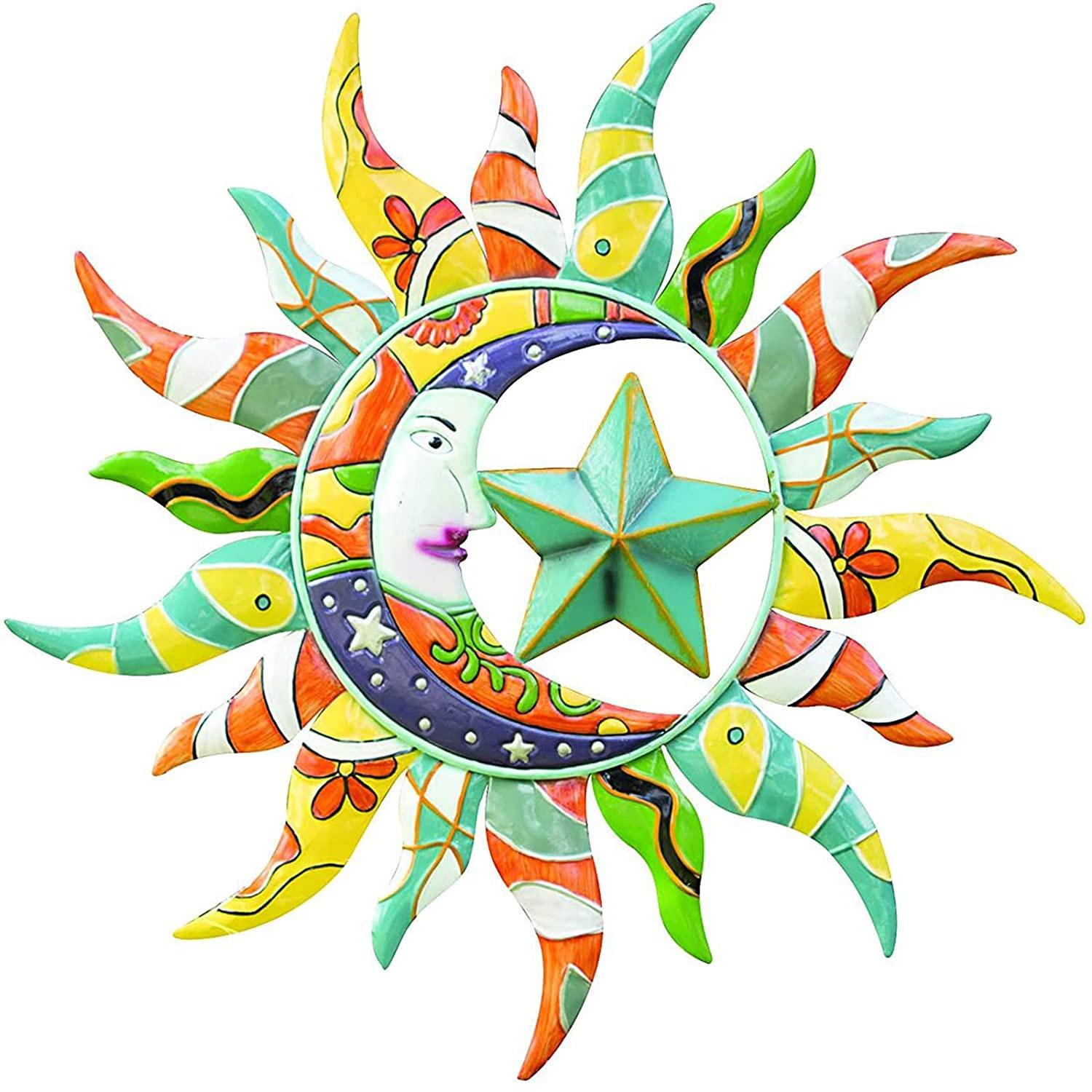 

Поделки из металла, красочное солнце, луна, звезды, украшения для дома, украшения для наружных стен, подвесные украшения и украшения 28*28cm