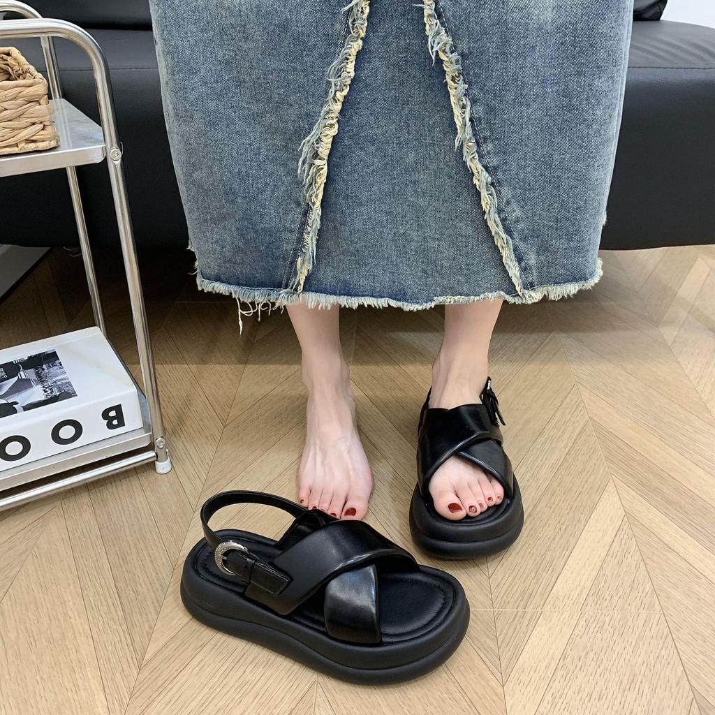 Silver platform casual word with sandals women's 2025 summer new fashion Internet celebrity viral trends Roman shoes