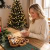 Decorative Nut And Fruit Tray Christmas Tree Elk Serving Tray, Durable Wood Partitioned Design Food Server Platter, Dinnerware for Charcuterie Snacks