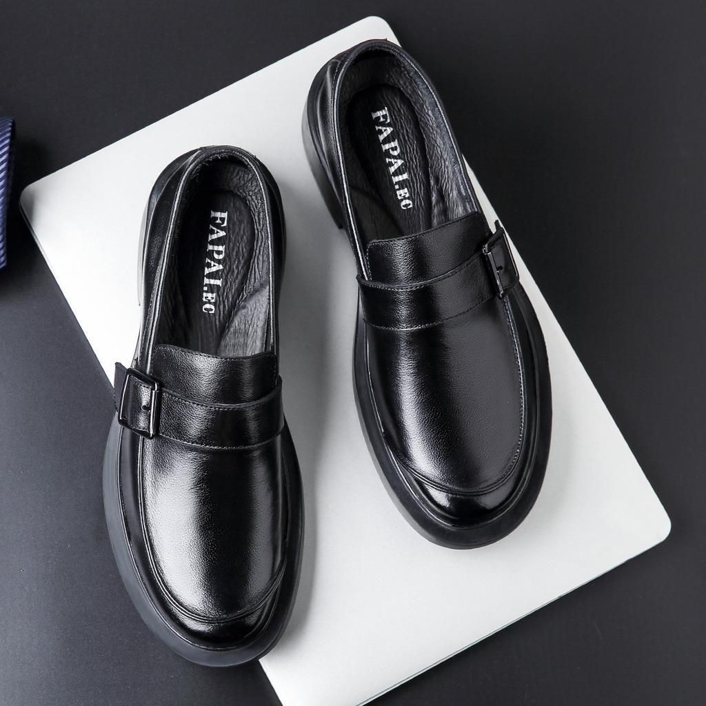 Men's casual leather shoes British style leather men's shoes first layer cowhide lazy one pedal business dress loafers tide