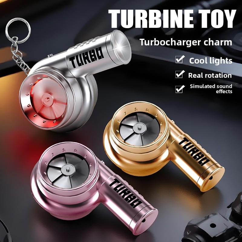 Llavero Portátil de Simulación de Turbina Turbo con Luz LED y Sonido Simulado Juguete Fidget Colgante para Aliviar el Estrés Regalo para Entusiastas de Coches