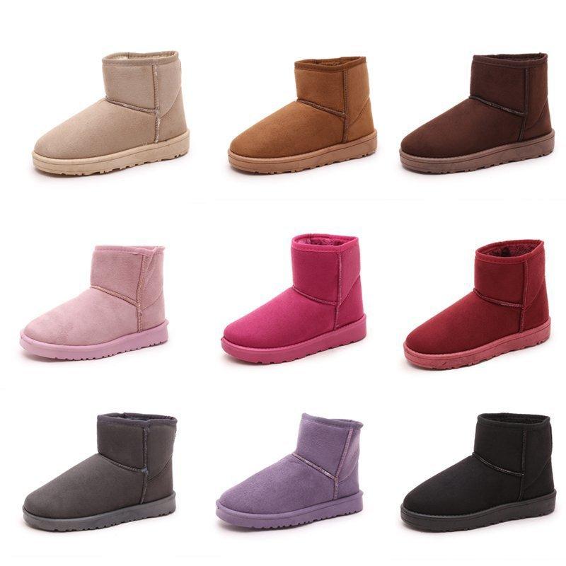 Winter Snow Boots Female Students Warm Fleece Thickened Flat Bottom Warm Cotton Shoes Suede Short Snow Boots