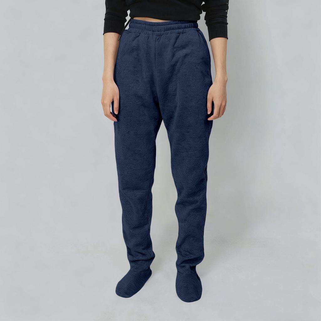 Erwachsenen-Fuß-Sweathose mit Fleece-gefütterten Füßen, elastischer Bund, weiche und warme Fuß-Pyjamahose