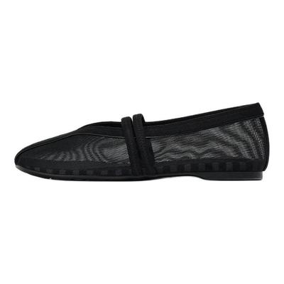 Lightweight Vintage Minimalist Comfortable Double Strap Mesh Round Toe Ballet Flat Casual Shoes Women Flats Black 11532510-38