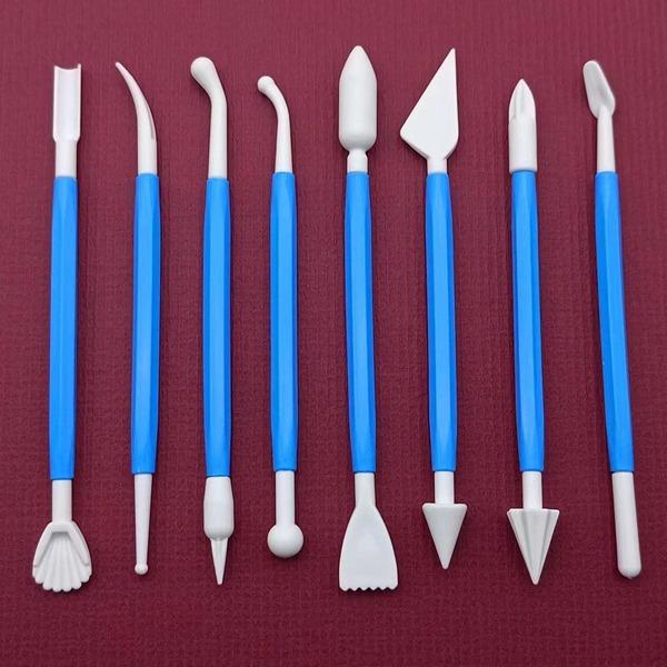 8cps, Clay Modeling Sculpting Tools, Dual Head Design, Multiple Shapes, Widely Used - Ceramic Clay Molding Clay Embossing Tool.