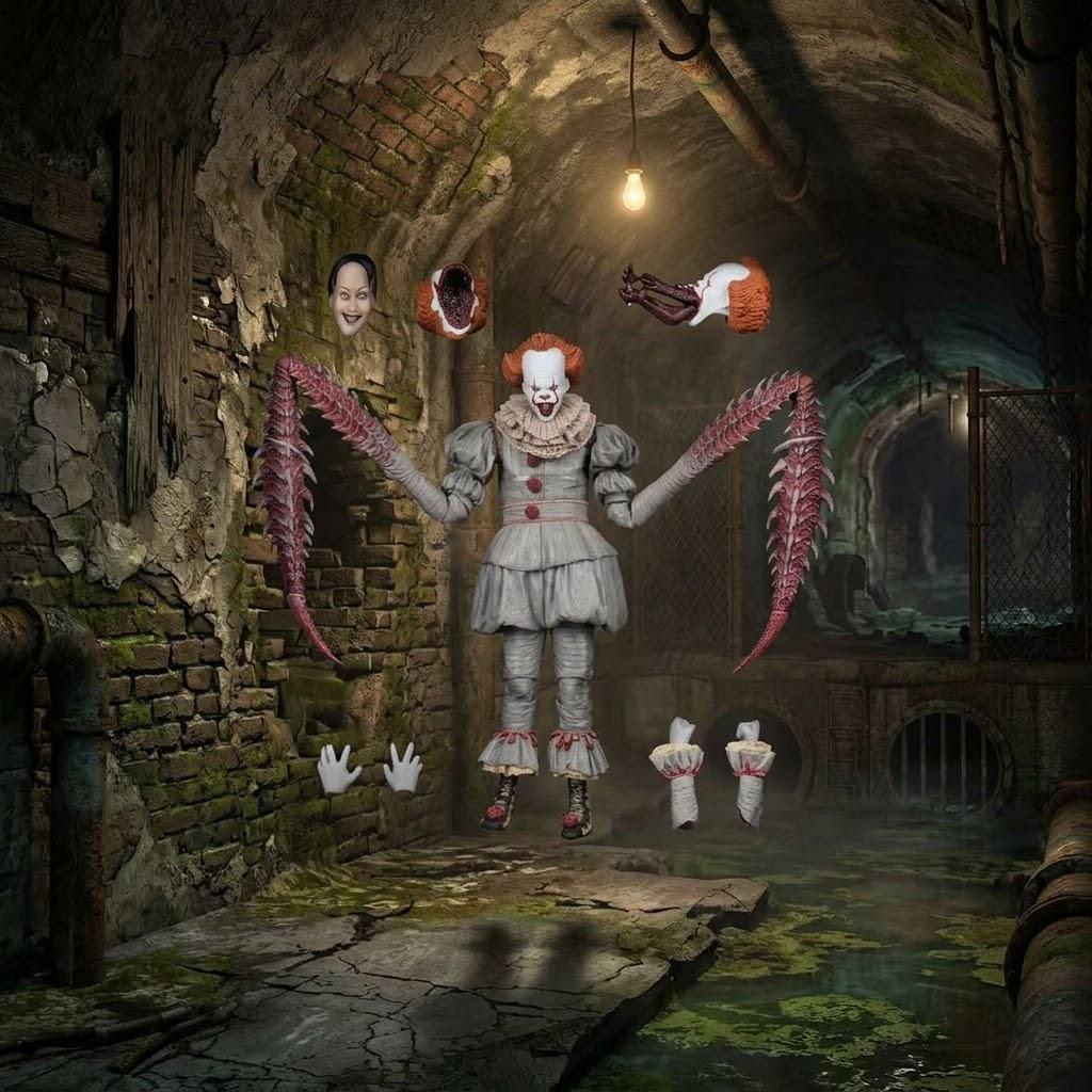 Autentická hororová figurka Pennywise – Ikonická postava z filmu IT s více pohyblivými částmi