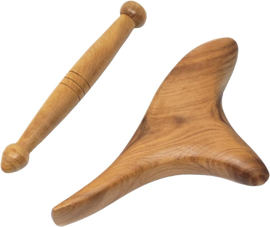 Golden Sandalwood Massage Comb 4-in-1: Meridian Comb, Gua Sha Tool, Scalp Massager.