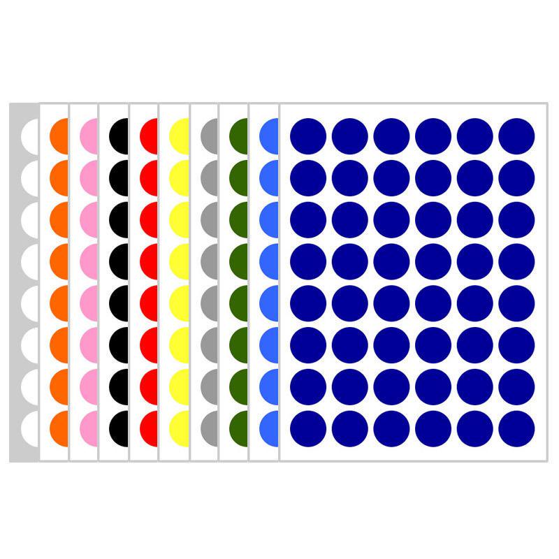 10 Colors Mixed Polka Dot Round Label Stickers: Small & Large, Red, Yellow, Blue, Green, Pink, White, Black, Orange