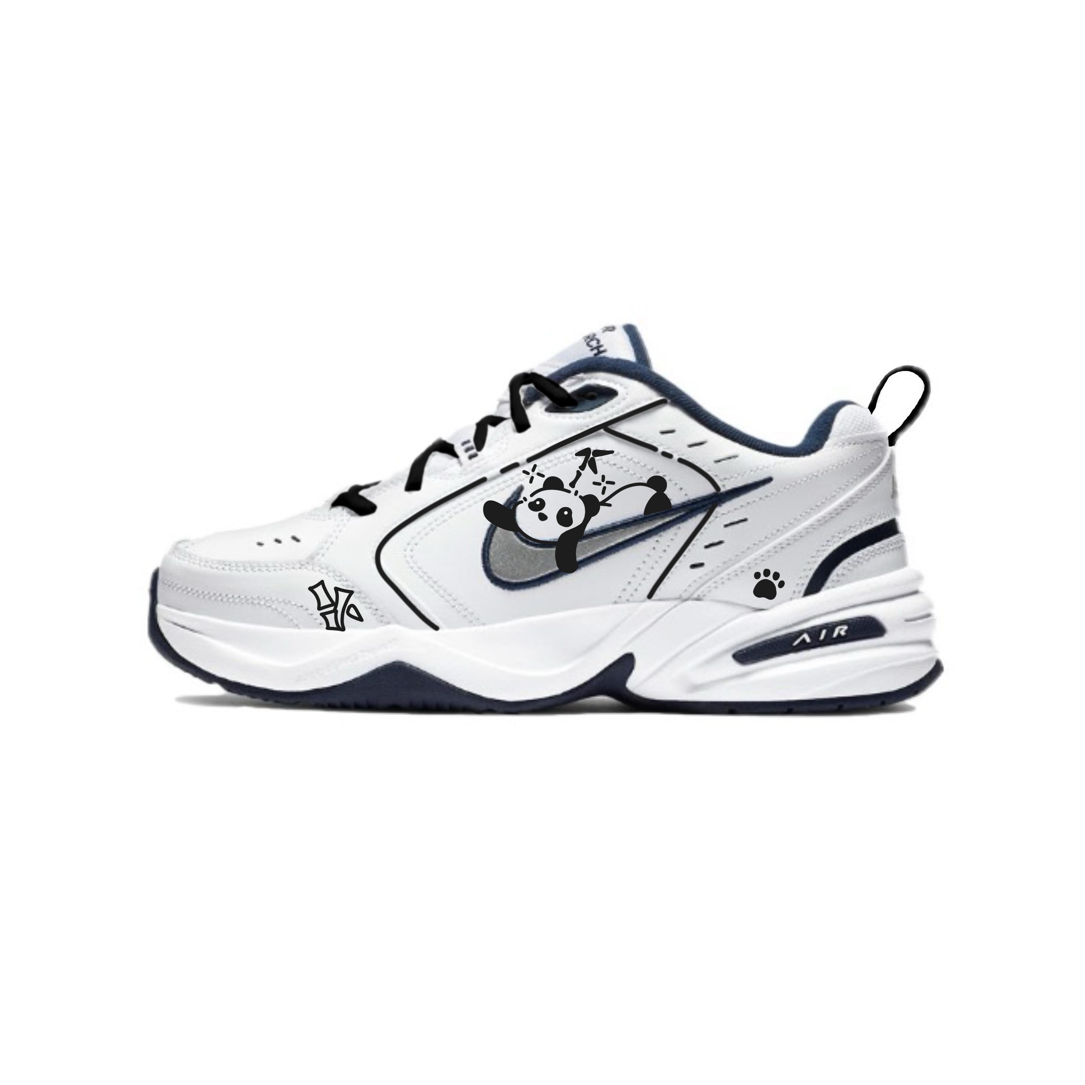 

Nike Air Monarch 4 Slip Resistant, Abrasion Resistant, Height Increasing Low top Chunky Sneakers Unisex Black White 415445-102(Team502-) 41