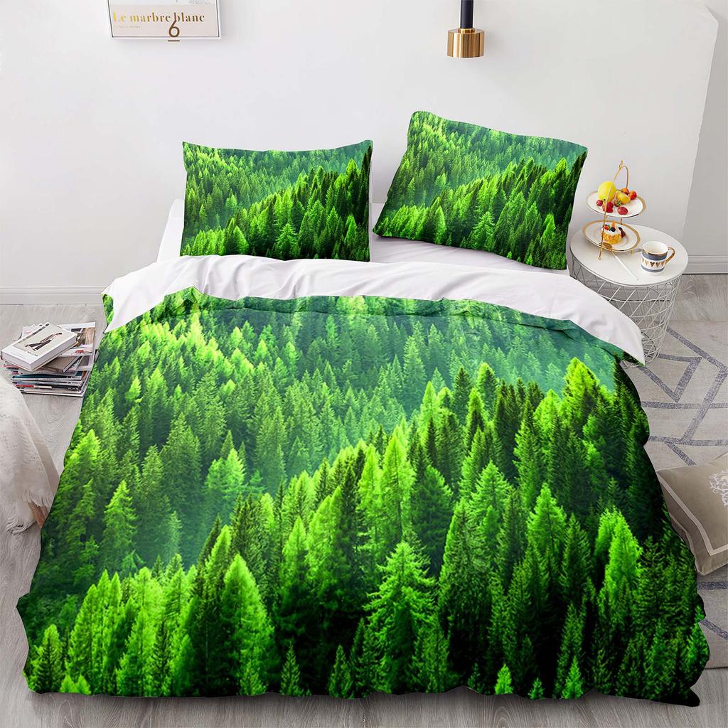 Home Textile Landscape Aurora Quilt Cover Digital Printing Three-Piece Set