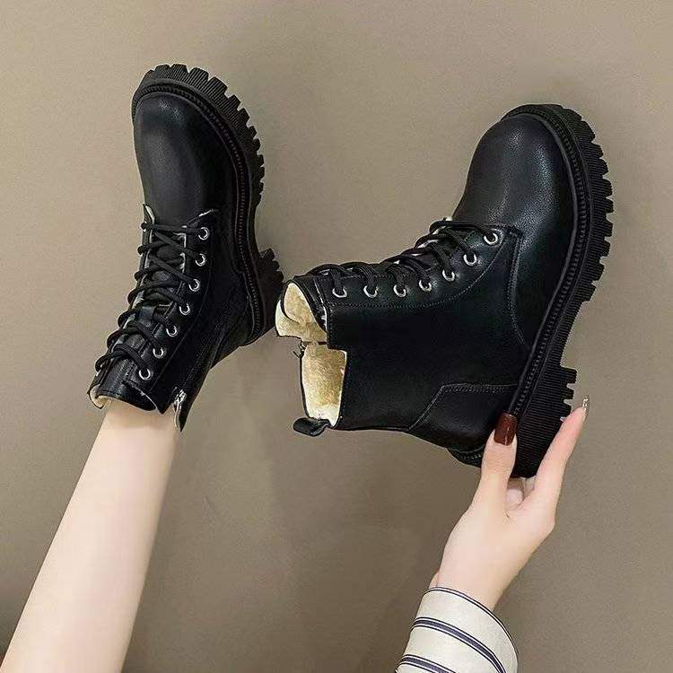 Martin velvet boots women's new British autumn and winter platform height 2025 boots short boots student single boots