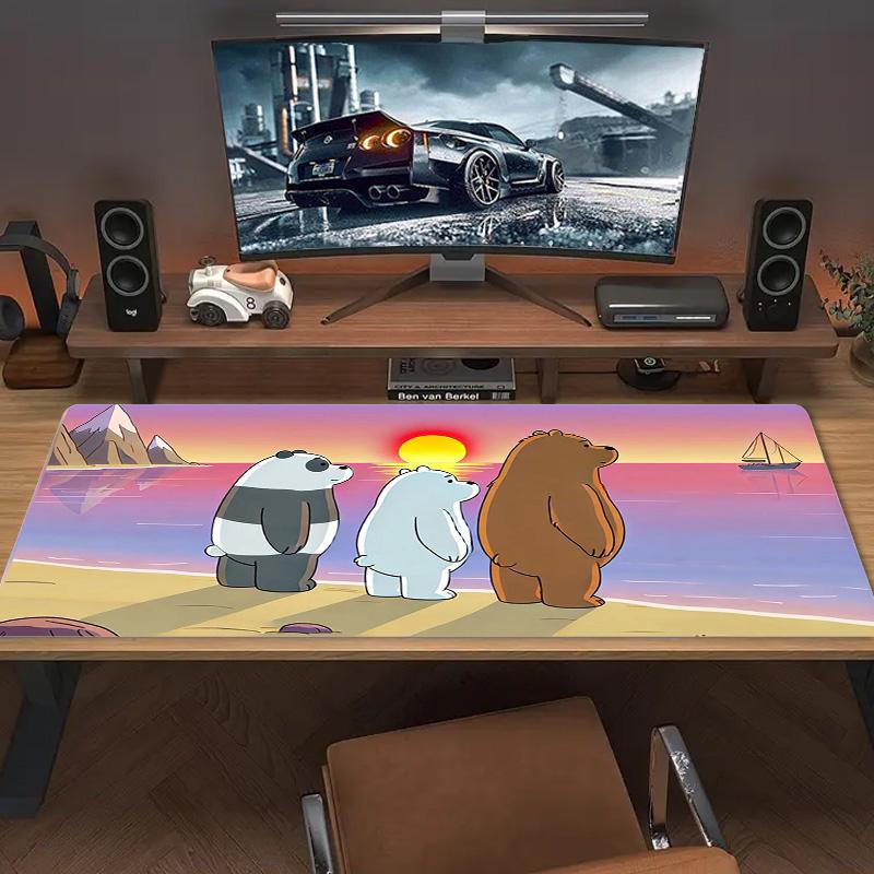 We Bare Bears Cartoon Color Mouse Pad Large Gaming Table Cushion Non-slip Laptop Tablet Big Mousepad XXL Mat Mini PC Playmat With Lock Edge