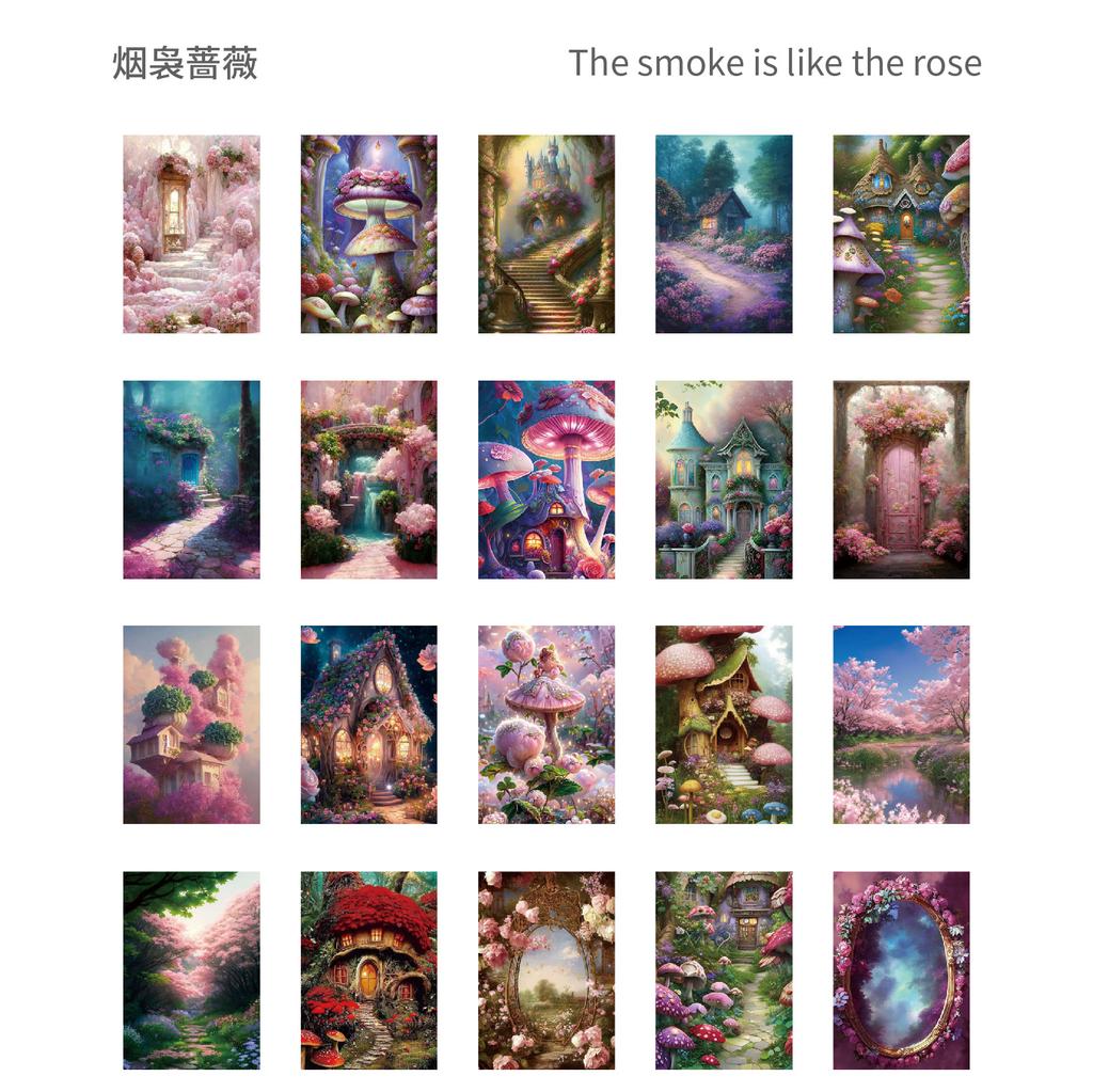 20 pcs Dream forest material paper plant pattern decorative hand ledger material paste the bottom message Junk Journal Supplies