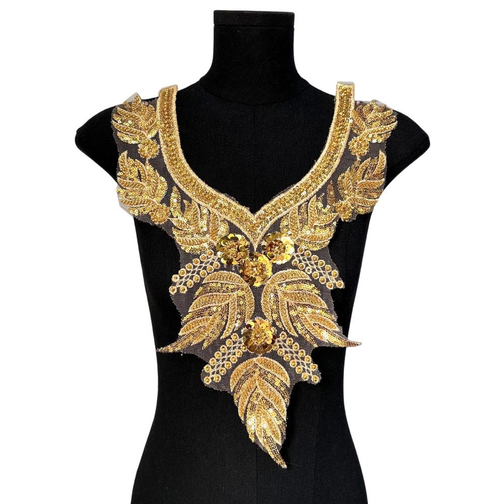 Embroidered 3D Sequin Collar Handmade Lace Fabric Applique DIY Sewing