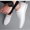 Men's White Leather Slip-On Casual Business Driving Shoes