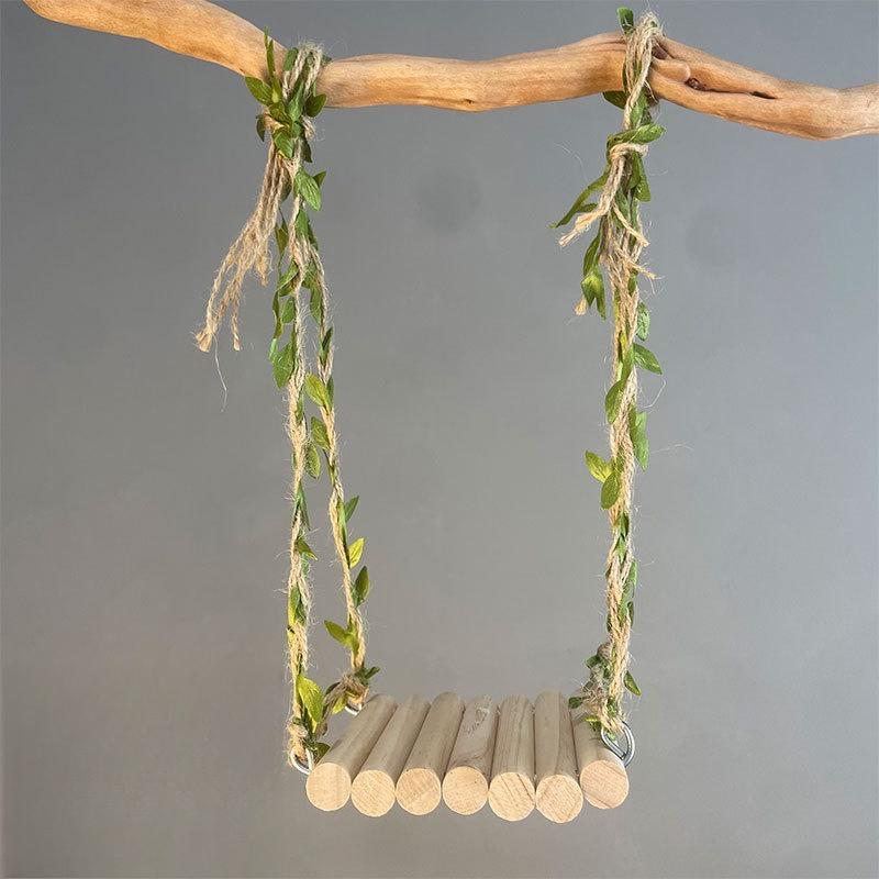 Natural Vine Parrot Swing Chew Toy Interactive Training Hanging Cage Decor For Budgies Cockatiels Small Pet Birds Supplies