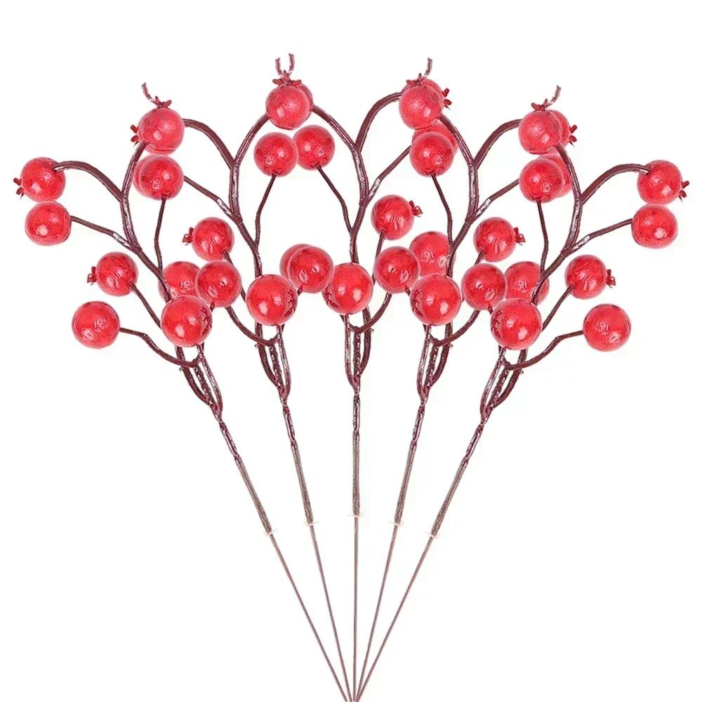Christmas Simulation Berry Berries Branches Artificial Flower Fruit Cherry Plants Pendant Home Xmas Party Decoration DIY Gift