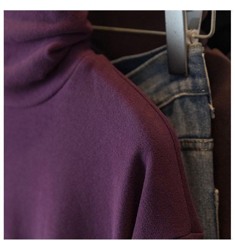 Plus Size German Velvet Lace Long Sleeve High Neck Top - Women's Slimming Autumn Winter Outerwear Shirt