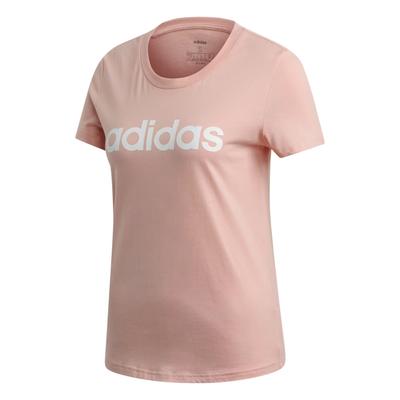 Essentials Round Neck Letter Print Short Sleeve Regular T-Shirt Women Tops Glowing-Pink FM6423