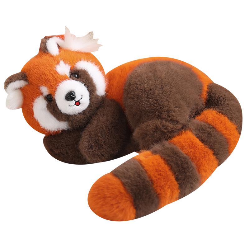 Red Panda Plush Toy - Laying Style, Huggable Raccoon Doll, Perfect Gift for Girls & Children