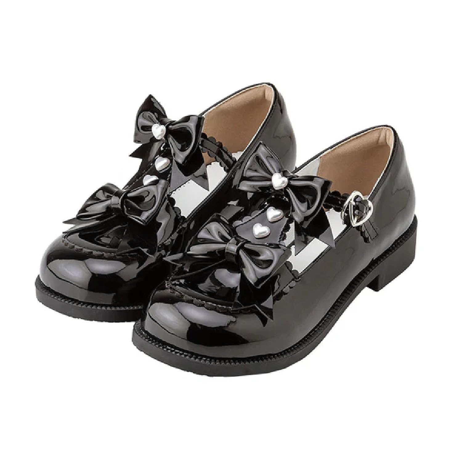 Yumetenbou Women s Heart Pearl Ribbon Pumps 532513 Black Size 220 cm Mass-Produced Shoes 8989₽