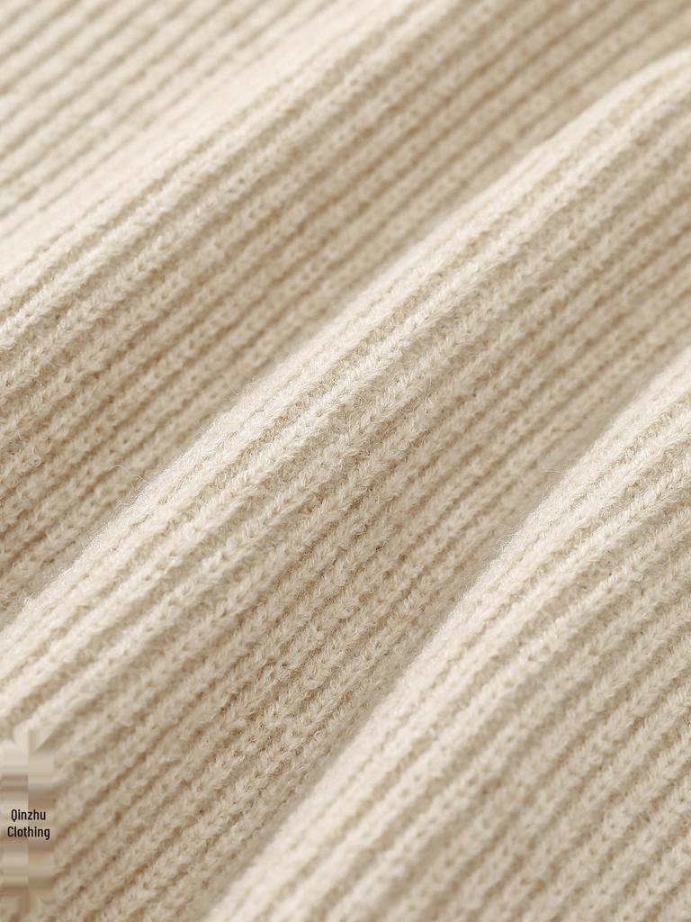 Women's High-End Deep V-Neck Knitted Sweater Tank with Turn-Down Collar