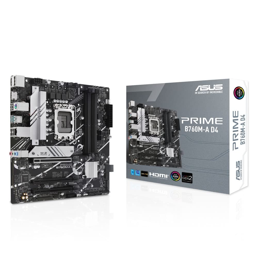 ASUS PRIME B760M-A D4 Intel 14th, 13th, and 12th Generation CPU Compatible LGA1700 B760 DDR4 mATX Motherboard Domestic Authorized Distributor Product
