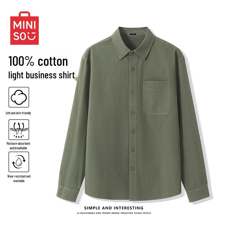 MINISO Men s Pure Cotton Long-Sleeve Shirt L