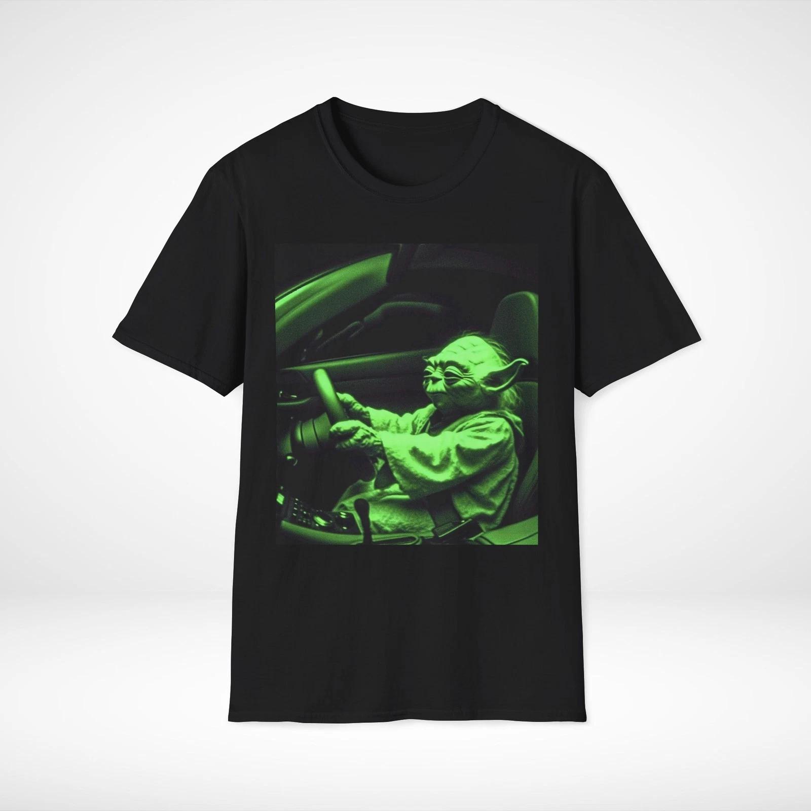 Yoda Driving Car Unisex T-Shirt, Star Wars Tee, Funny Sci-Fi Shirt, Jedi Gift, S