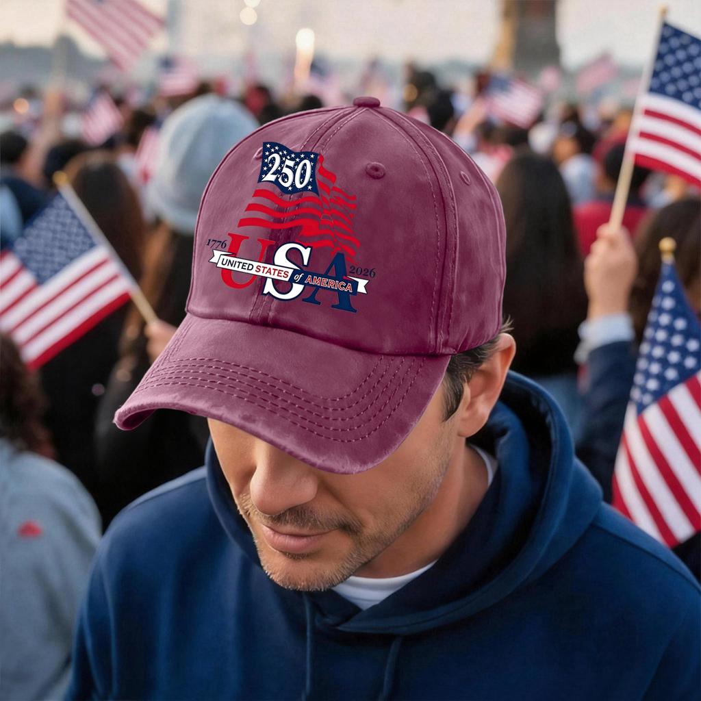 Men's and Women's Matching American 250th Anniversary Anniversary Embroidered Vintage Washed Baseball Cap