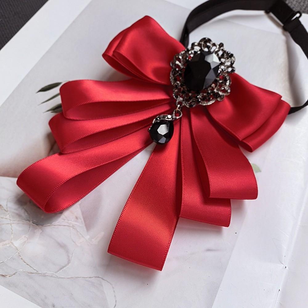 

Polyester Bow Tie Fabric Neck Decoration Brooch Accessories Corsage Pin Blouse Decoration червоний
