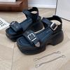 Fashion Ladies Shoes On Sale 2025 New One-word Buckle Women's Sandals Summer Open Toe Mid Heel Water Proof Concise Daily Sandals Women