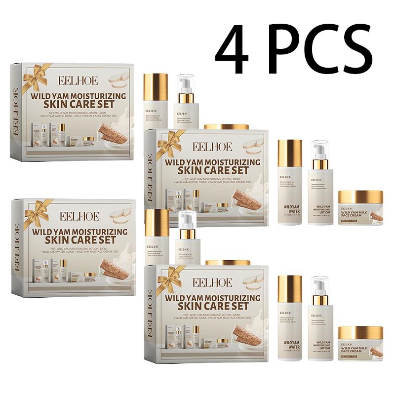 EELHOE Wild Yam Moisturizing Skin Care Set Hydrating Skin Care Cream Lotion Refreshing Non-Greasy
