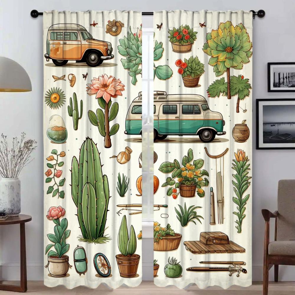 

Летняя жизнь Иллюстрация Кухонные шторы для гостиной Хэллоуин Украшение для домашнего интерьера Шторы 2 шт. Оконные занавески W50xH70cmx2pcs-CL