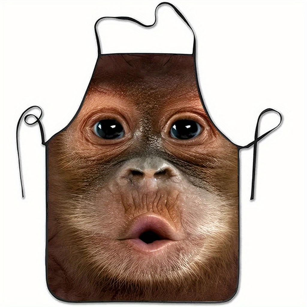 Guerriero Gorilla Cuccioli Stampa Viso Ravvicinata Grembiule Senza Maniche in Poliestere per Cucina di Casa, Lavoro di Pasticceria e Design Elegante