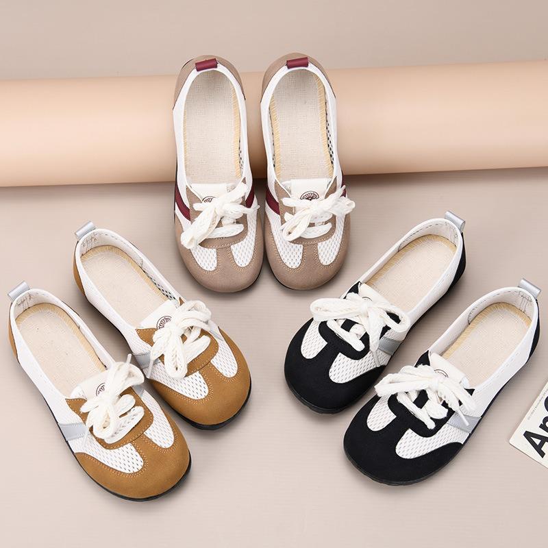 Sommer alte Pekinger Stoffschuhe Damen Einzelschuhe Mesh-Oberfläche flacher Ausschnitt bequem vielseitig sportlich Mutter