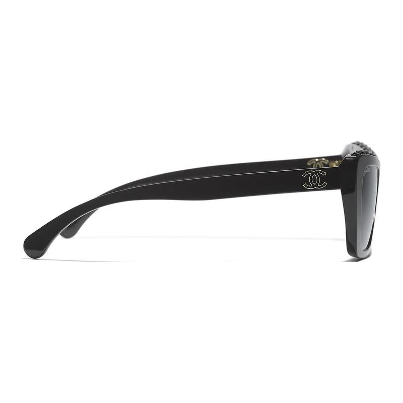 CHANEL original design irregular sunglasses women's black
