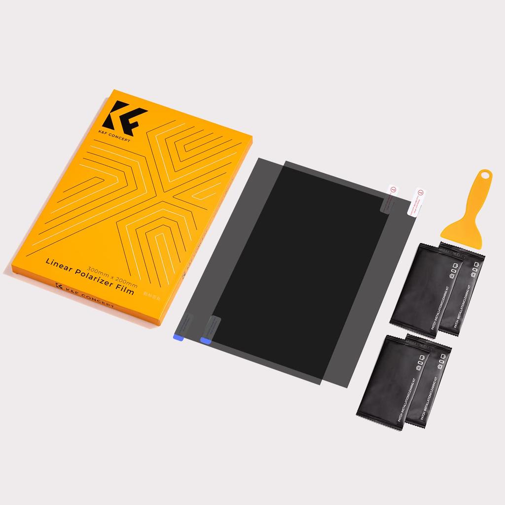 Concept Polarizing Film Pack of Linear Polarizing High Customizable Includes Scraper K&F Sheets, 200x300mm, 2, Filter, Polarization, Cut,