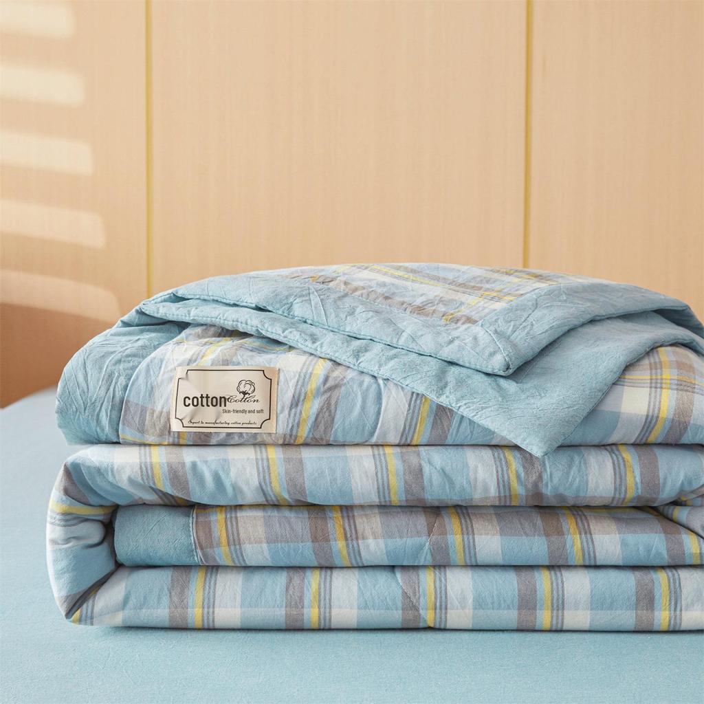 Muji-style Pure Cotton Summer Quilt – All-Cotton, Machine Washable Air Conditioning Quilt for Dorms