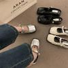 French Design Sense Silver Bag Head Half Slippers Women Wear Lazy People One Foot Pedal Thick Heel Muller Shoes Empty Single Shoes Women