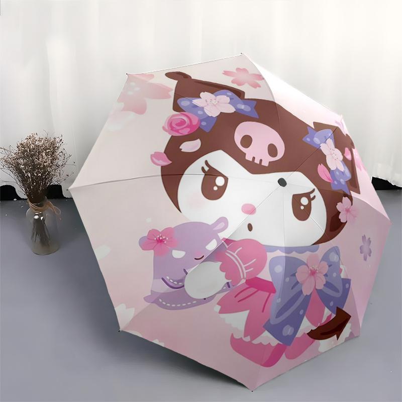 1pc Little Monster and Kuromi Automatic Opening and Closing Umbrella - Suitable for Various Occasions, Outdoor Activities, Lightweight and Durable Aut