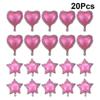 20pcs Metallic Aluminum Foil Heart Star Balloon Birthday Wedding Party Decoration Balloon(pink, 10pcs Heart Shaped+10pcs Star Shaped)