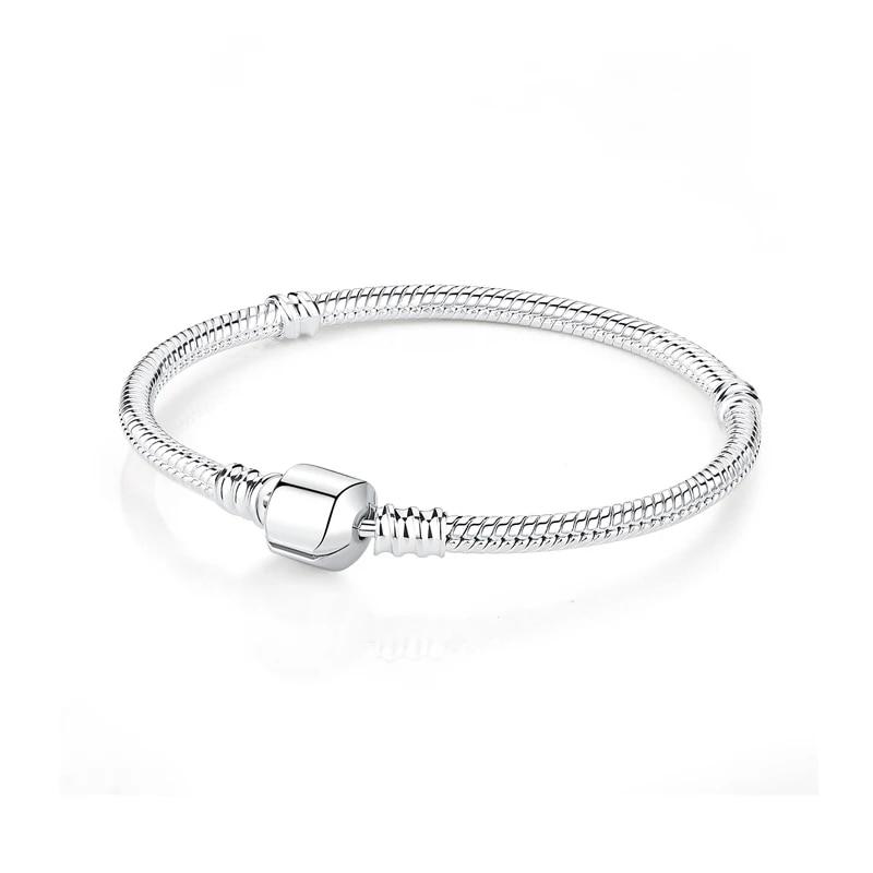 Originale 925 Sterling Sølv Armbånd Armbånd Krystallkule Kjærlighet Hjertelås Perler Charms Moments Armbånd For Kvinner DIY smykker