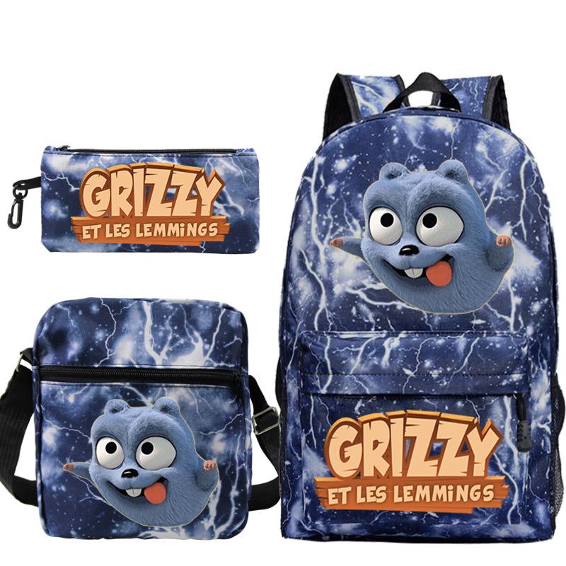 Printed primary and secondary school students backpack shoulder bag pencil bag three-piece combination