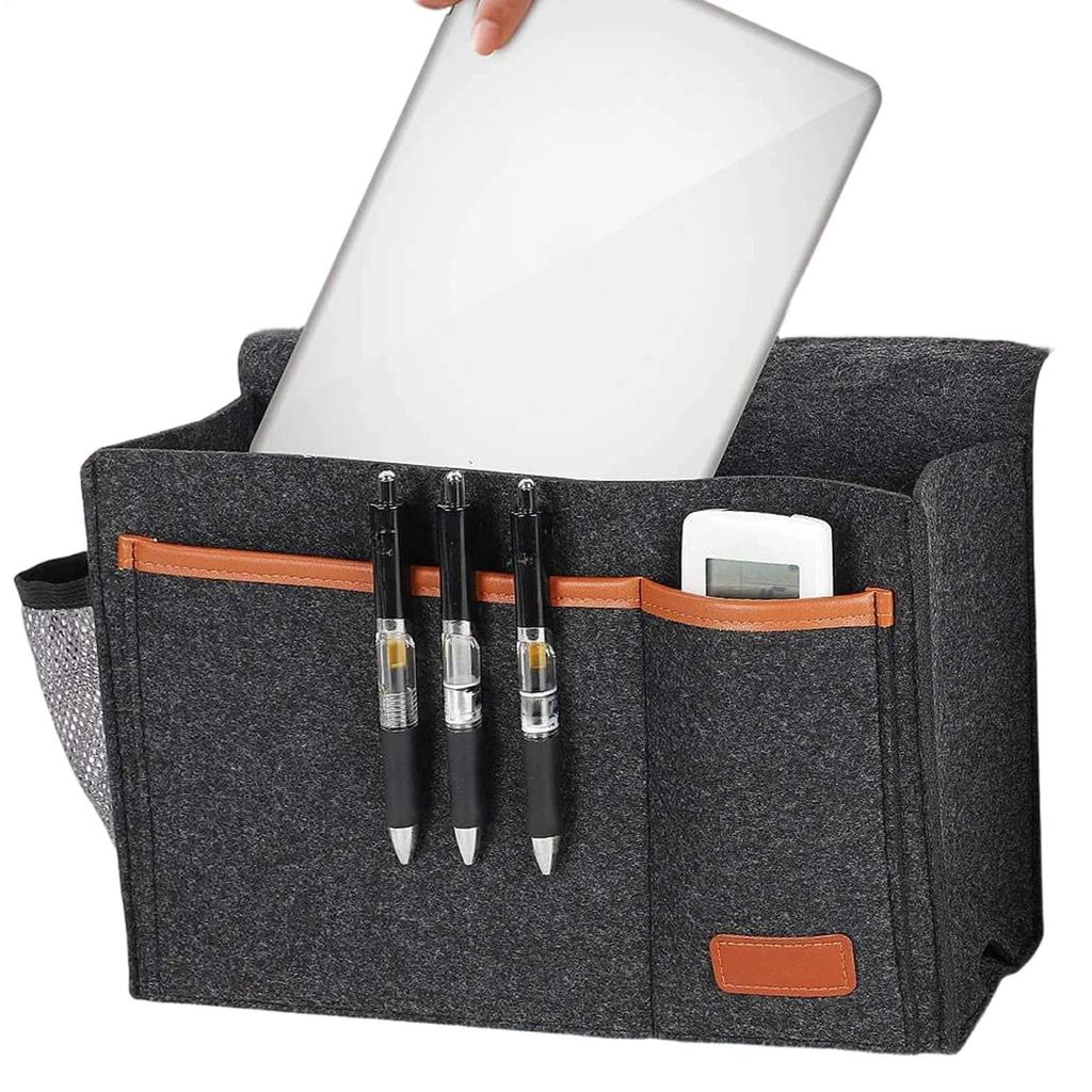 Sofa Armrest Storage Bag Felt Bedside Pocket Multi-Pocket Sofa Armrest Organizer Armchair Remote Control Storage