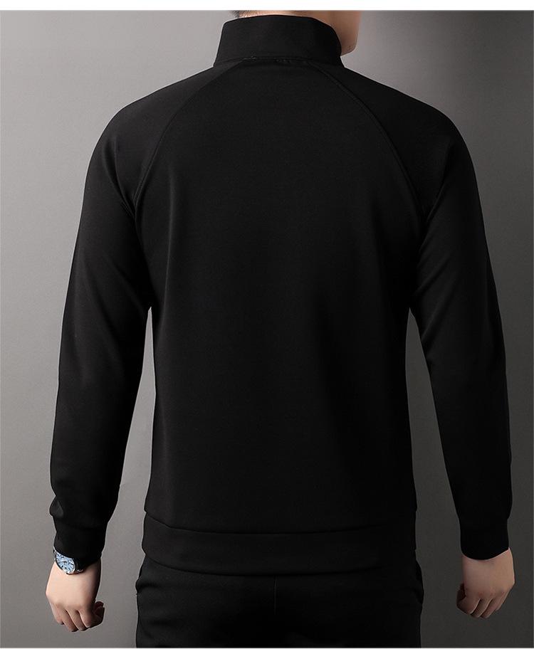 Men's Half-Zip Long-Sleeve Stand Collar T-Shirt, New Arrival for Spring/Autumn, Solid Color, Stylish Base Layer for Middle-Aged & Young Men